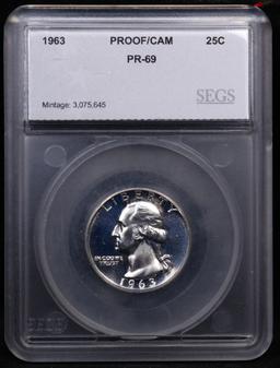 Proof 1963 Washington Quarter TOP POP! 25c Graded pr69 cam BY SEGS