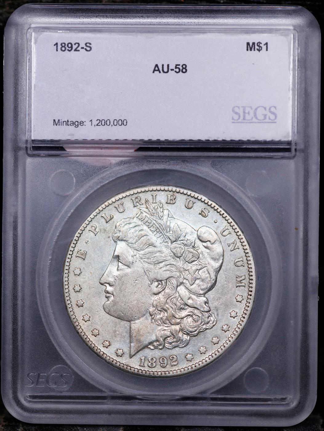 ***Auction Highlight*** 1892-s Morgan Dollar $1 Graded au58 By SEGS (fc)