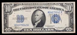 1934 $10 Blue Seal Silver Certificate Grades vf++