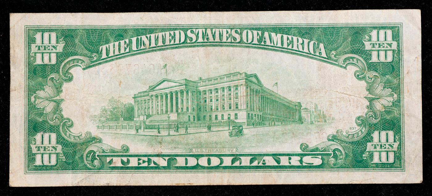 1934 $10 Blue Seal Silver Certificate Grades vf++