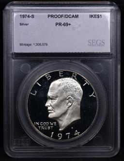 Proof 1974-s Silver Eisenhower Dollar 1 Graded pr69+ Dcam By SEGS