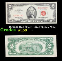 1963 $2 Red Seal United States Note Grades Choice AU/BU Slider