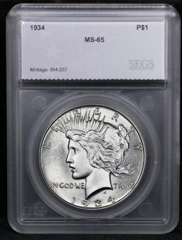 ***Auction Highlight*** 1934-p Peace Dollar $1 Graded ms65 By SEGS (fc)