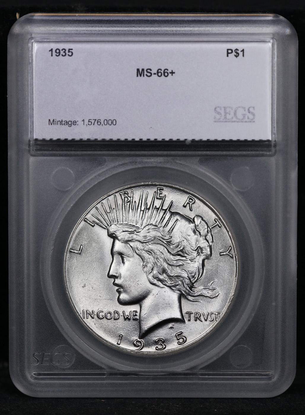 ***Auction Highlight*** 1935-p Peace Dollar Near Top Pop! $1 Graded ms66+ By SEGS (fc)