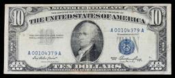 1953 $10 Blue Seal Silver Certificate Grades vf++