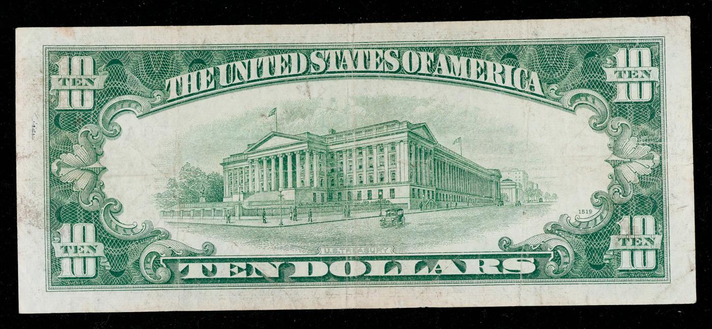 1953 $10 Blue Seal Silver Certificate Grades vf++