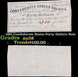 1861 Confederate States Forty Dollars Note Grades Choice AU/BU Slider