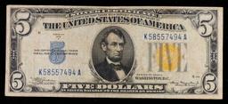 1934A $5 Silver Certificate North Africa WWII Emergency Currency Grades vf++