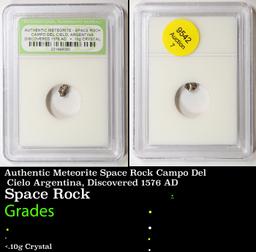 Authentic Meteorite Space Rock Campo Del Cielo Argentina, Discovered 1576 AD Graded By INB