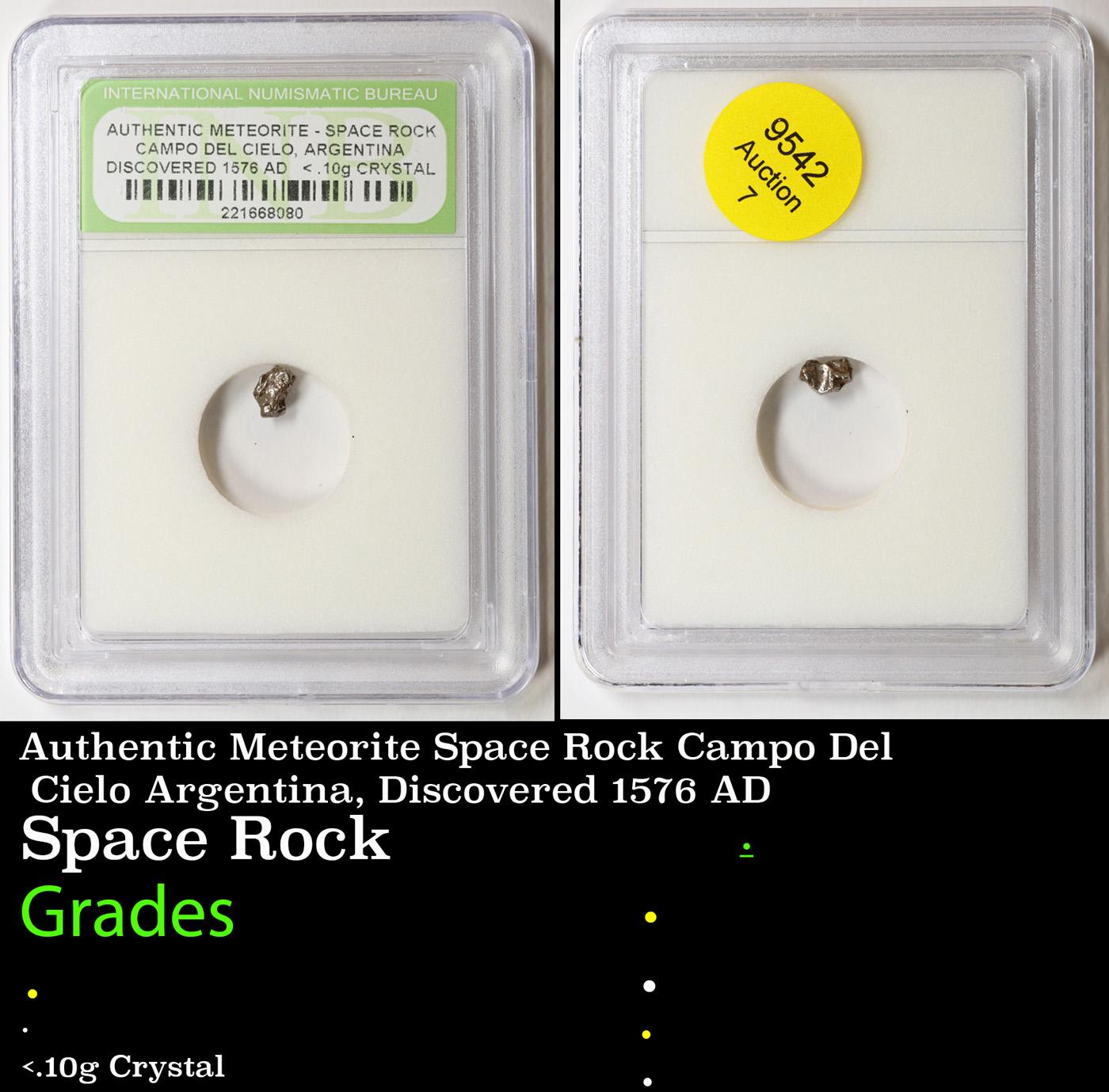 Authentic Meteorite Space Rock Campo Del Cielo Argentina, Discovered 1576 AD Graded By INB