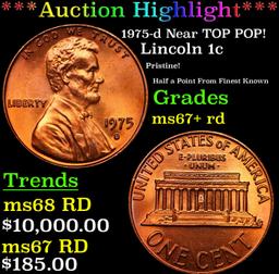 ***Auction Highlight*** 1975-d Lincoln Cent Near TOP POP! 1c Graded GEM++ RD BY USCG (fc)