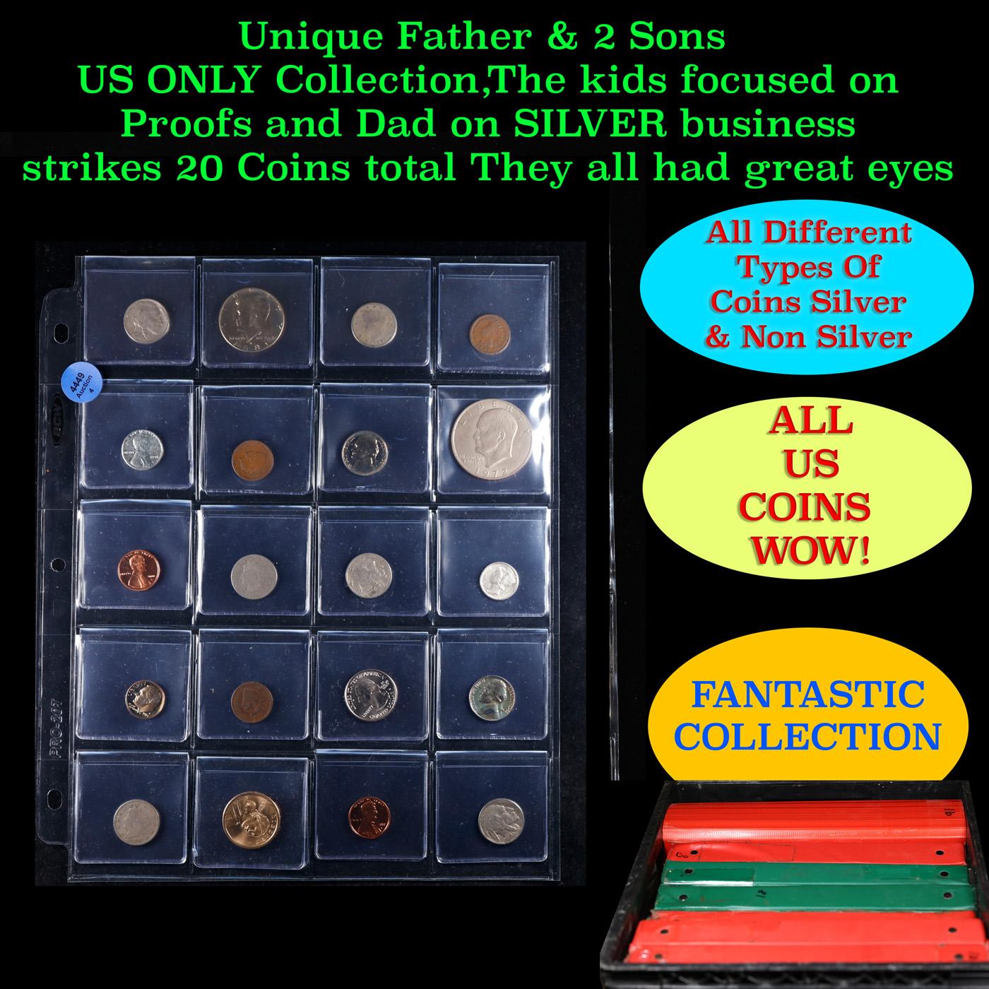 Unique Father & 2 Sons US ONLY Collection,The kids focused on Proofs and Dad on SILVER business stri