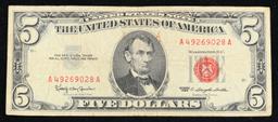 1963 $5 Red Seal United States Note Grades vf+