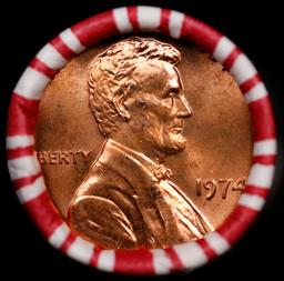 THIS AUCTION ONLY! BU Shotgun Lincoln 1c roll, 1974-p 50 pcs Plus FIVE bonus random date BU roll! Ba