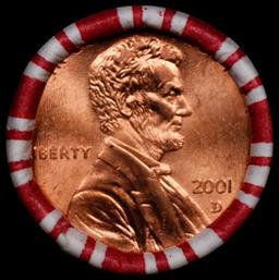THIS AUCTION ONLY! BU Shotgun Lincoln 1c roll, 2001-d 50 pcs Plus one bonus random date BU roll! Ban