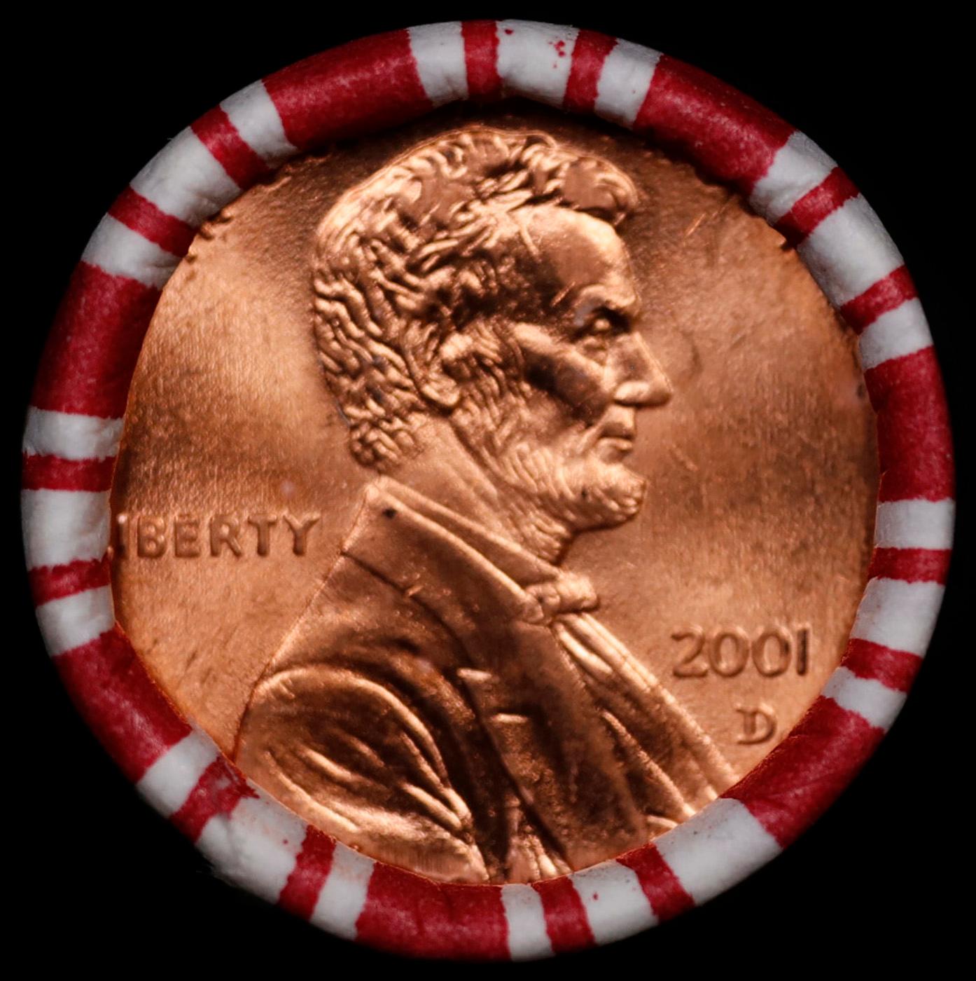 THIS AUCTION ONLY! BU Shotgun Lincoln 1c roll, 2001-d 50 pcs Plus one bonus random date BU roll! Ban