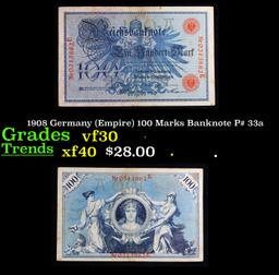 1908 Germany (Empire) 100 Marks Banknote P# 33a Grades vf++