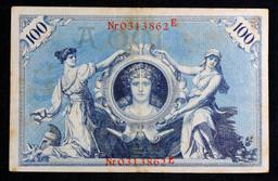 1908 Germany (Empire) 100 Marks Banknote P# 33a Grades vf++