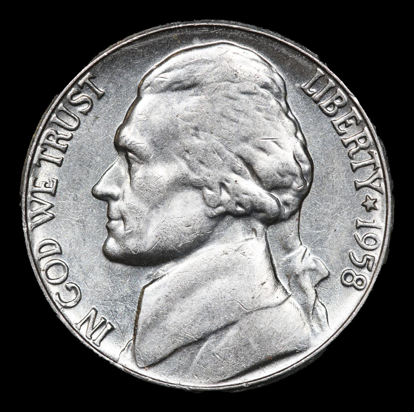 ***Auction Highlight*** 1958-p Jefferson Nickel Near TOP POP! 5c Graded GEM+ 5fs By USCG (fc)