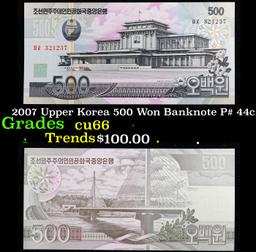 2007 Upper Korea 500 Won Banknote P# 44c Grades Gem+ CU