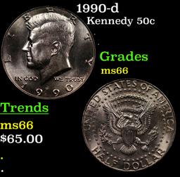 1990-d Kennedy Half Dollar 50c Grades GEM+ Unc