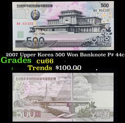 2007 Upper Korea 500 Won Banknote P# 44c Grades Gem+ CU