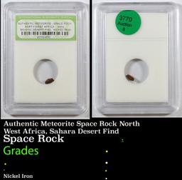 Authentic Meteorite Space Rock North West Africa, Sahara Desert Find Graded BY INB