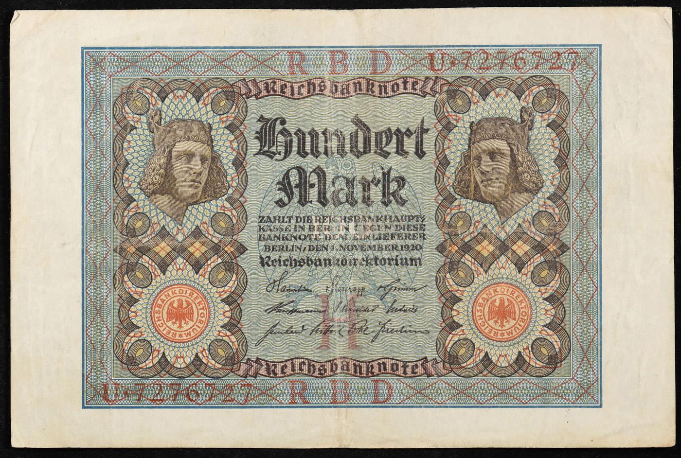 1920 Germany 100 Marks Banknote P# 69a Grades vf+