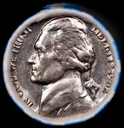 BU Shotgun Jefferson 5c roll, 1962-p 40 pcs Bank $2 Nickel Wrapper