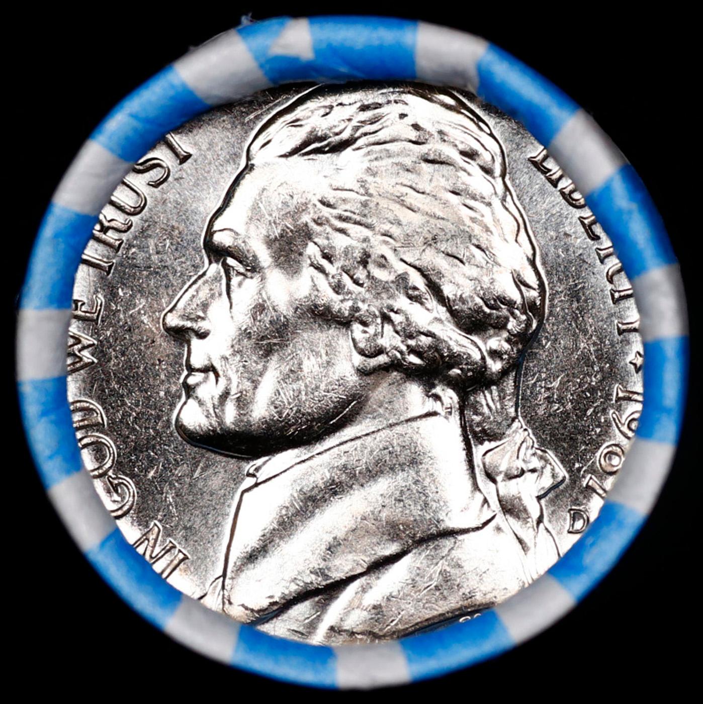 BU Shotgun Jefferson 5c roll, 1987-d 40 pcs Bank $2 Nickel Wrapper