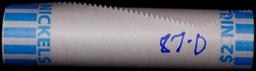 BU Shotgun Jefferson 5c roll, 1987-d 40 pcs Bank $2 Nickel Wrapper