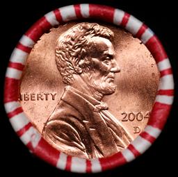 THIS AUCTION ONLY! BU Shotgun Lincoln 1c roll, 2004-d 50 pcs Plus FIVE bonus random date BU roll! Ba
