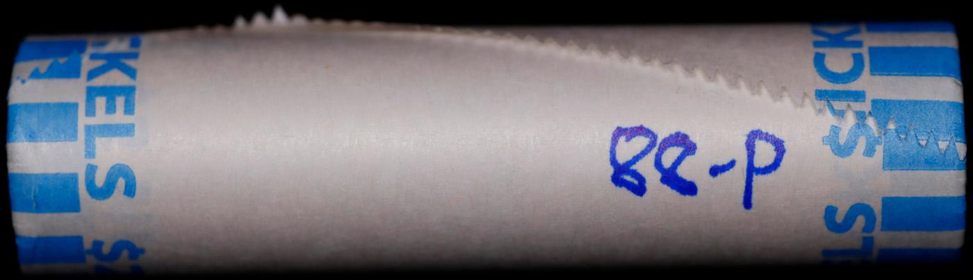 BU Shotgun Jefferson 5c roll, 1988-p 40 pcs Bank $2 Nickel Wrapper