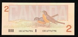 1986 Canada 2 Dollars Banknote P# 94b, Sig. Thiessen & Crow Grades Choice AU/BU Slider