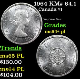 1964 Canada Dollar KM# 64.1 1 Grades Choice Unc+ PL