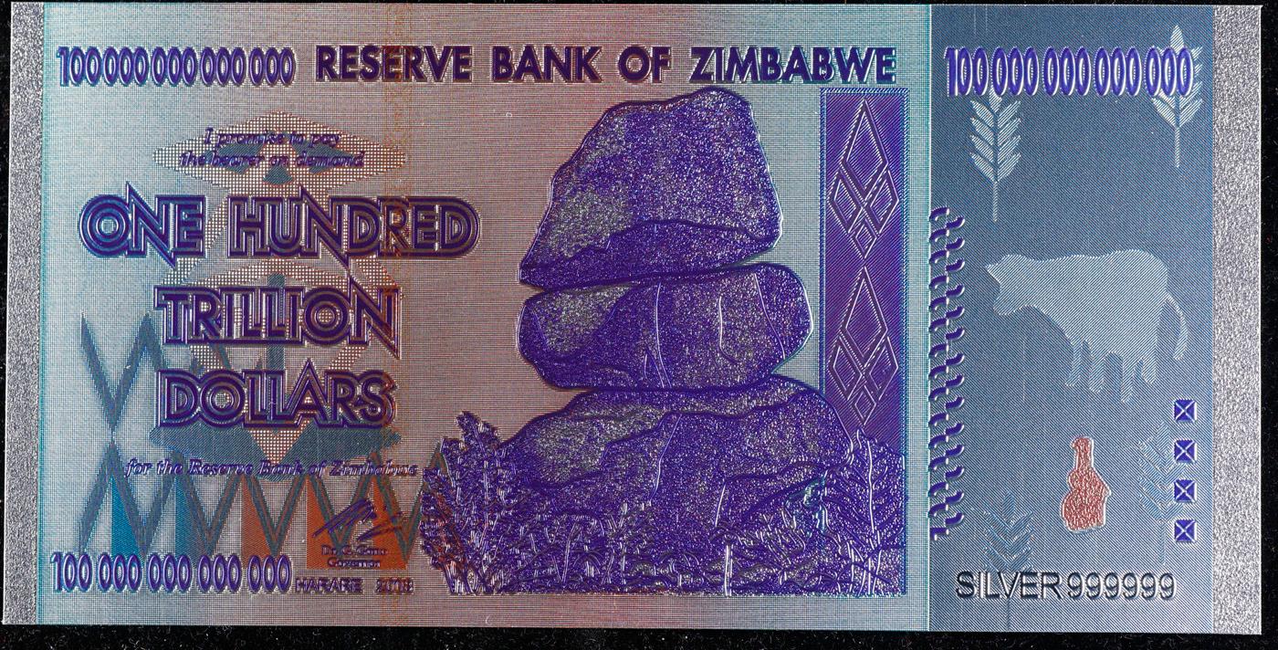 2008 100 Trillion Reserve Bank Of Zimbabwe Hyperinflation Note Grades Brilliant Uncirculated