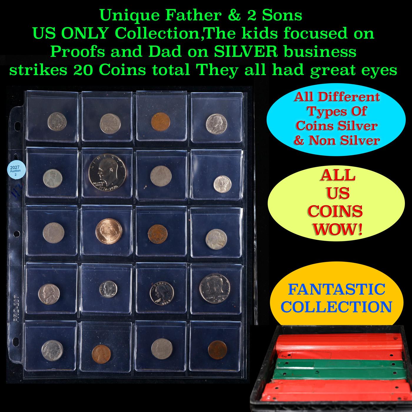 Unique Father & 2 Sons US ONLY Collection,The kids focused on Proofs and Dad on SILVER business stri