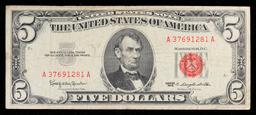 1963 $5 Red Seal United States Note Grades vf++