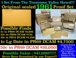 Original sealed 1961 United States Mint Proof Set Tennessee Valley Hoard