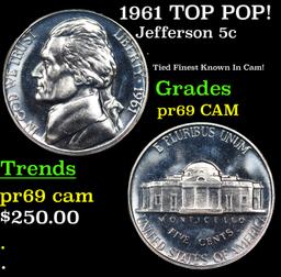 Proof 1961 Jefferson Nickel TOP POP! 5c Graded pr69 CAM BY SEGS