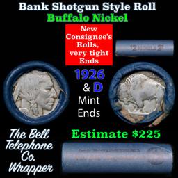 Buffalo Nickel Shotgun Roll in Old Bank Style 'Bell Telephone' Wrapper 1926 & d Mint Ends