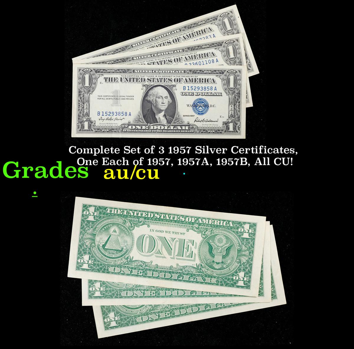 Complete $1 Blue Seal Silver Certificate Grades CU!