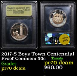 Proof 2017-S Boys Town Centennial Modern Commem Half Dollar 50c Graded GEM++ Proof Deep Cameo By USC