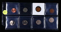 Fantastic Page of 8 US Coins Indian 1c's, Mercury 10c's, Roosevelt 10c's, &  Lincoln 1c's