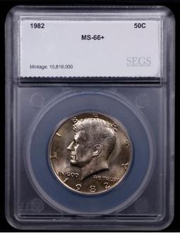 ***Auction Highlight*** 1982-p Kennedy Half Dollar Near TOP POP! 50c Graded ms66+ BY SEGS (fc)