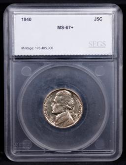 1940-p Jefferson Nickel 5c Graded ms67+ BY SEGS