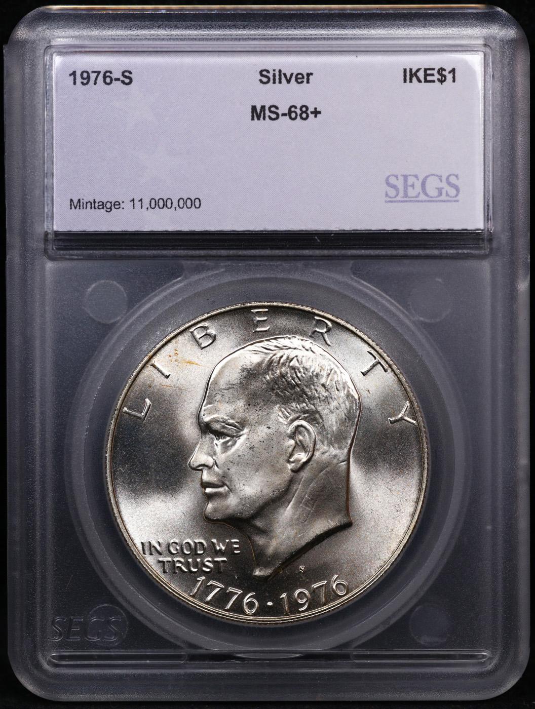 ***Auction Highlight*** 1976-s Silver Eisenhower Dollar Near TOP POP! 1 Graded ms68+ BY SEGS (fc)