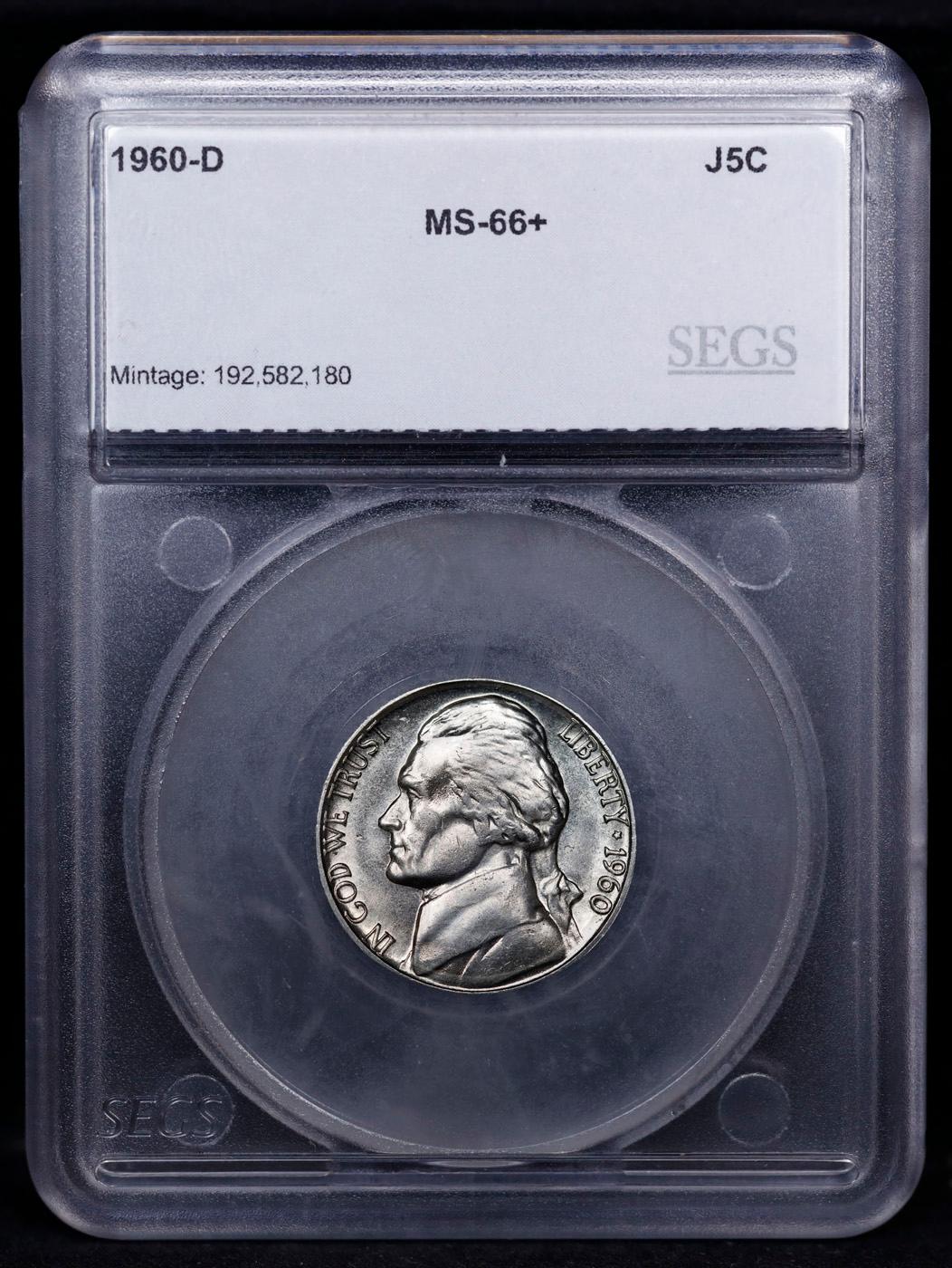 ***Auction Highlight*** 1960-d Jefferson Nickel 5c Graded ms66+ By SEGS (fc)