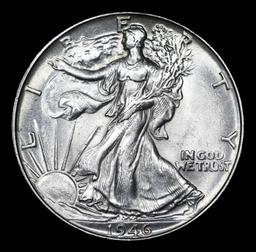 1946-p Walking Liberty Half Dollar 50c Grades GEM+ Unc