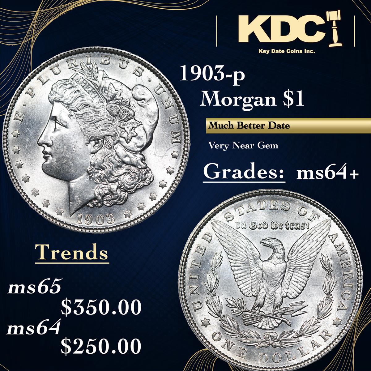 1903-p Morgan Dollar 1 Grades Choice+ Unc